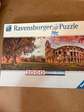 🧩 1000 piece Ravensburger Panorama “Sunset Colosseum”. Complete.